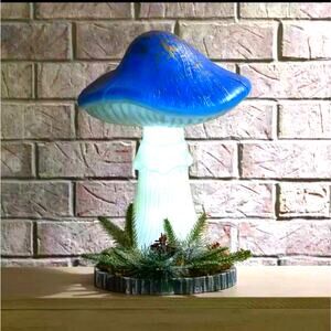 RARE NEW 17" Mushroom Blow Mold LED BattOpr Lamp Enchanted Forest Boho Fairycore